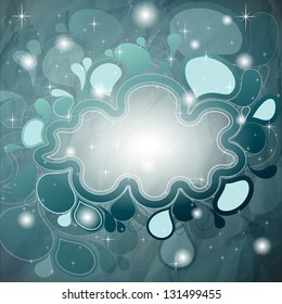 Abstract brilliant Cloud in blue color with creased paper effect