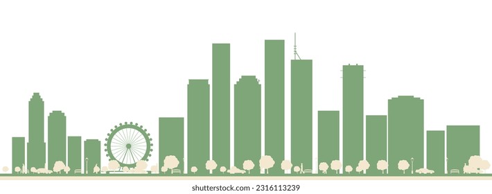 Abstract Brisbane Australia City Skyline with Color Buildings. Vector illustration.