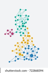 Abstract british network with map and link