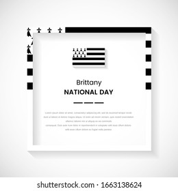 Abstract Brittany flag square frame stock illustration. Elegant country frame with text for national day of Brittany.