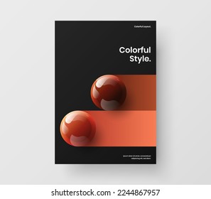 Abstrakte Broschüre A4 Design, Vektorgrafik. Frische 3D-Sphären Buchumschlagvorlage.