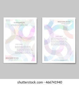 Abstract brochure cover template with transparent circles pattern / Modern design creative concept cover for flyer,catalog, report, brochure. Pink,white and blue colors vector background