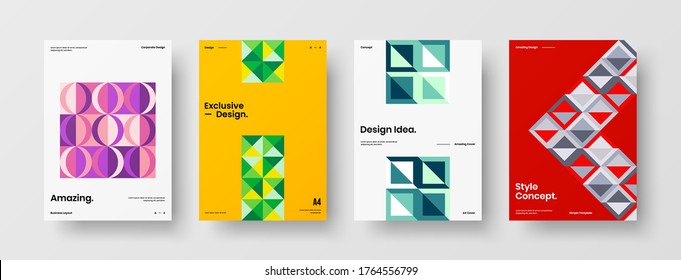 Diseño de vectores de la portada del folleto abstracto. Plantilla de ilustración geométrica de identidad corporativa.