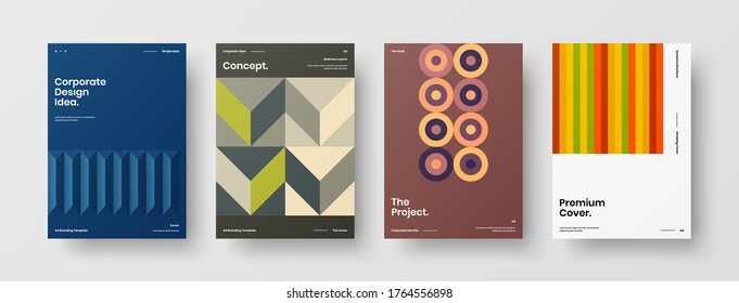 Abstract brochure cover vector design. Corporate identity geometric illustration template.