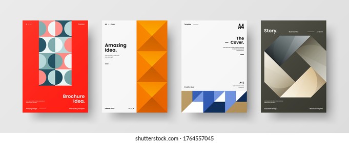Abstract brochure cover vector design. Corporate identity geometric illustration template.