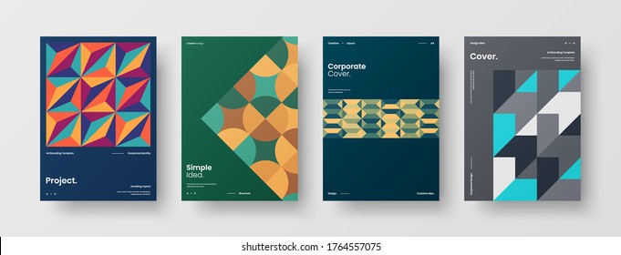 Abstract brochure cover vector design. Corporate identity geometric illustration template.