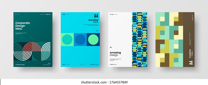 Abstract brochure cover vector design. Corporate identity geometric illustration template.