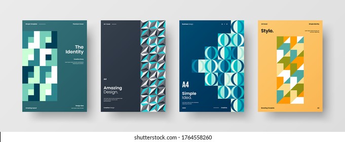 Abstract brochure cover vector design. Corporate identity geometric illustration template.