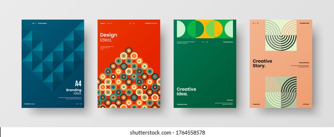 Abstract brochure cover vector design. Corporate identity geometric illustration template.