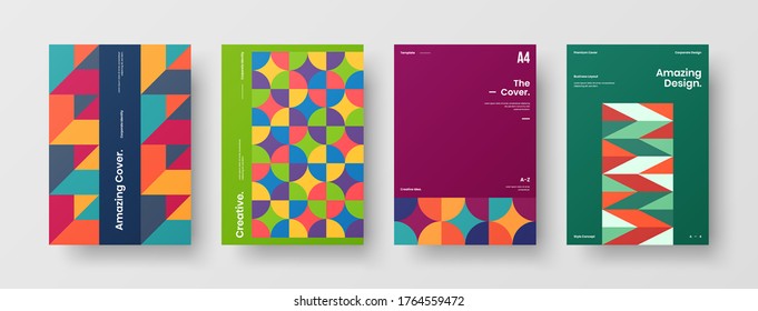 Diseño de vectores de la portada del folleto abstracto. Plantilla de ilustración geométrica de identidad corporativa.