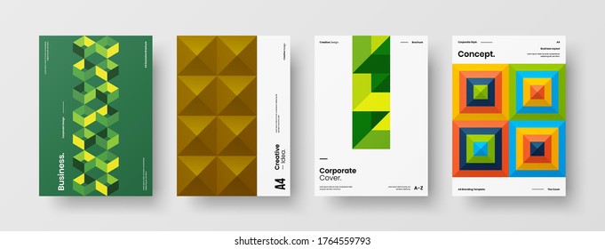 Diseño de vectores de la portada del folleto abstracto. Plantilla de ilustración geométrica de identidad corporativa.