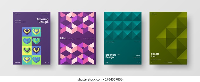 Diseño de vectores de la portada del folleto abstracto. Plantilla de ilustración geométrica de identidad corporativa.