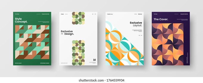 Abstract brochure cover vector design. Corporate identity geometric illustration template.