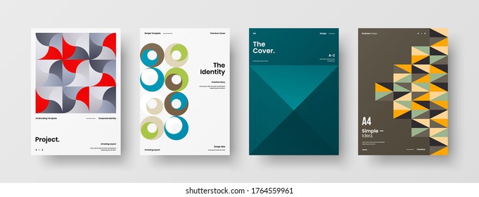 Abstract brochure cover vector design. Corporate identity geometric illustration template.