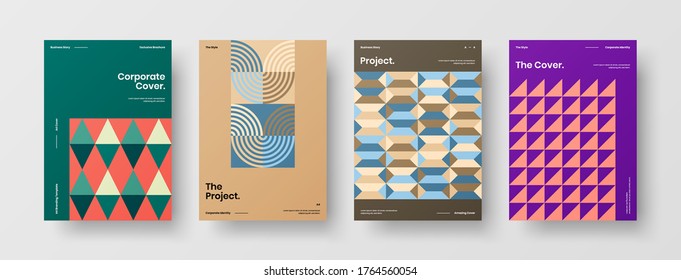 Abstract brochure cover vector design. Corporate identity geometric illustration template.