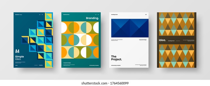 Diseño de vectores de la portada del folleto abstracto. Plantilla de ilustración geométrica de identidad corporativa.