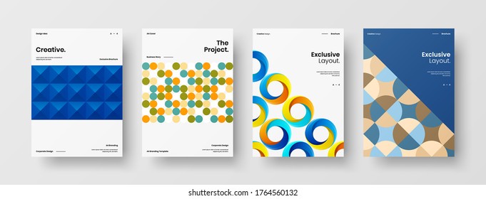 Abstract brochure cover vector design. Corporate identity geometric illustration template.