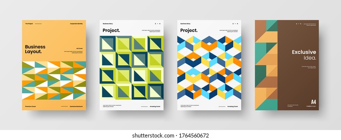 Diseño de vectores de la portada del folleto abstracto. Plantilla de ilustración geométrica de identidad corporativa.