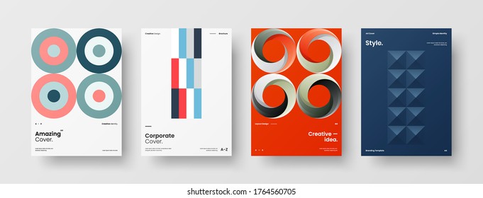 Abstract brochure cover vector design. Corporate identity geometric illustration template.