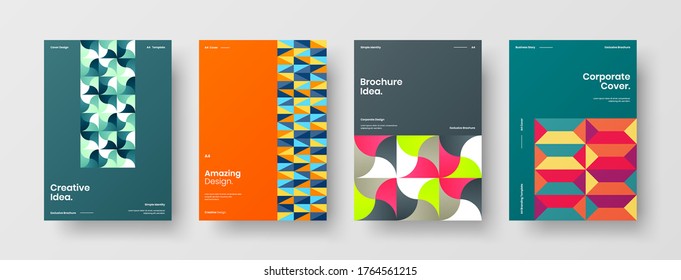 Diseño de vectores de la portada del folleto abstracto. Plantilla de ilustración geométrica de identidad corporativa.