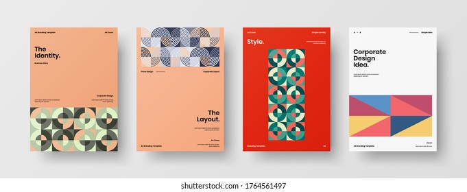Abstract brochure cover vector design. Corporate identity geometric illustration template.