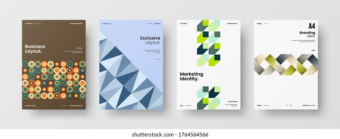 Abstract brochure cover vector design. Corporate identity geometric illustration template.