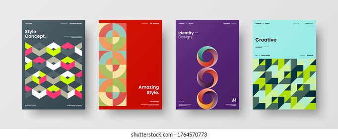 Abstract brochure cover vector design. Corporate identity geometric illustration template.