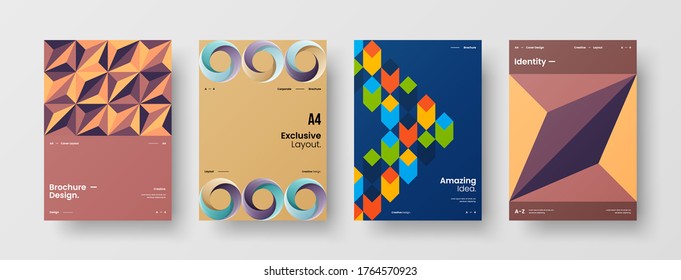 Diseño de vectores de la portada del folleto abstracto. Plantilla de ilustración geométrica de identidad corporativa.