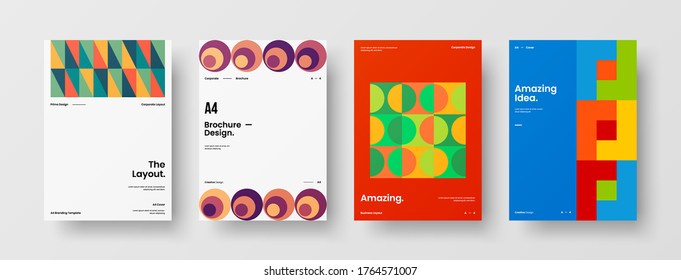 Abstract brochure cover vector design. Corporate identity geometric illustration template.