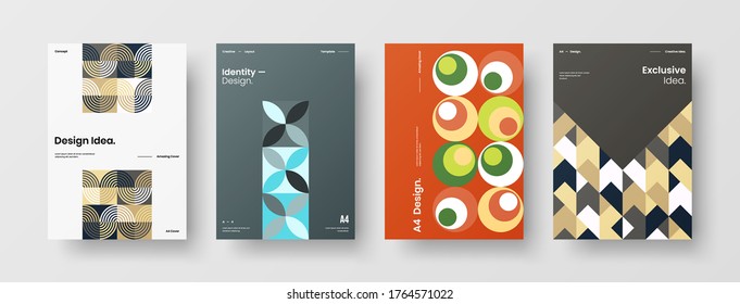 Diseño de vectores de la portada del folleto abstracto. Plantilla de ilustración geométrica de identidad corporativa.