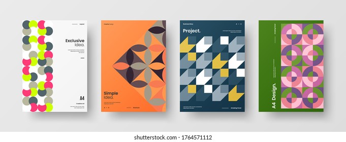 Abstract brochure cover vector design. Corporate identity geometric illustration template.