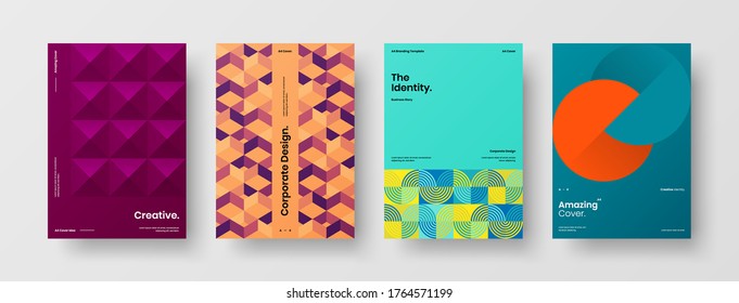 Diseño de vectores de la portada del folleto abstracto. Plantilla de ilustración geométrica de identidad corporativa.