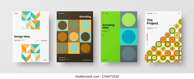 Abstract brochure cover vector design. Corporate identity geometric illustration template.