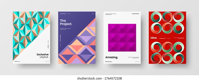 Abstract brochure cover vector design. Corporate identity geometric illustration template.