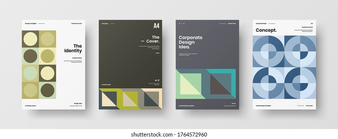 Abstract brochure cover vector design. Corporate identity geometric illustration template.