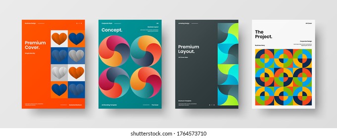 Diseño de vectores de la portada del folleto abstracto. Plantilla de ilustración geométrica de identidad corporativa.