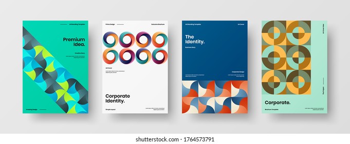 Diseño de vectores de la portada del folleto abstracto. Plantilla de ilustración geométrica de identidad corporativa.