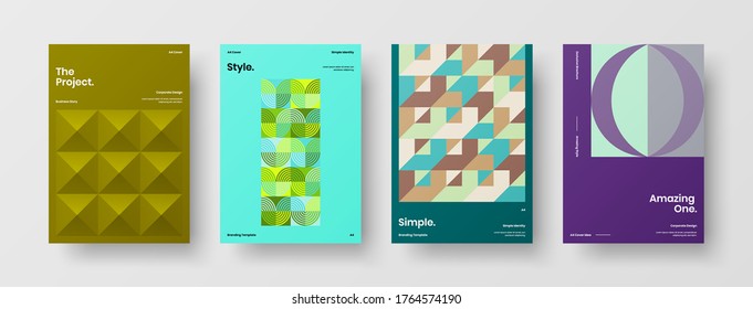 Abstract brochure cover vector design. Corporate identity geometric illustration template.