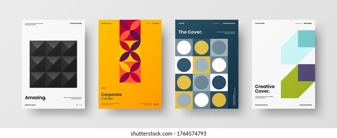 Diseño de vectores de la portada del folleto abstracto. Plantilla de ilustración geométrica de identidad corporativa.