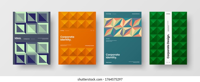 Diseño de vectores de la portada del folleto abstracto. Plantilla de ilustración geométrica de identidad corporativa.