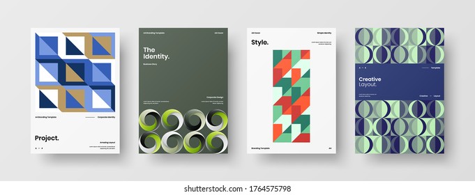 Diseño de vectores de la portada del folleto abstracto. Plantilla de ilustración geométrica de identidad corporativa.