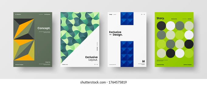 Diseño de vectores de la portada del folleto abstracto. Plantilla de ilustración geométrica de identidad corporativa.