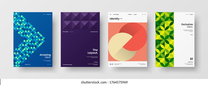 Abstract brochure cover vector design. Corporate identity geometric illustration template.