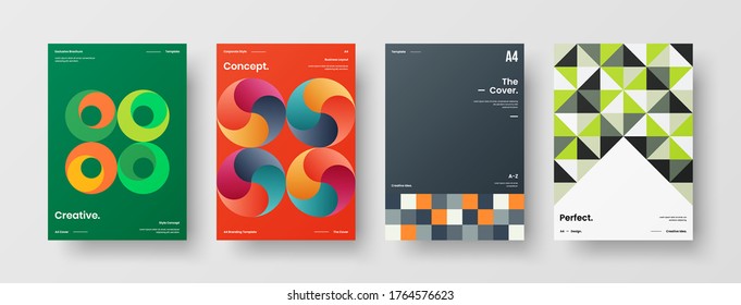 Diseño de vectores de la portada del folleto abstracto. Plantilla de ilustración geométrica de identidad corporativa.