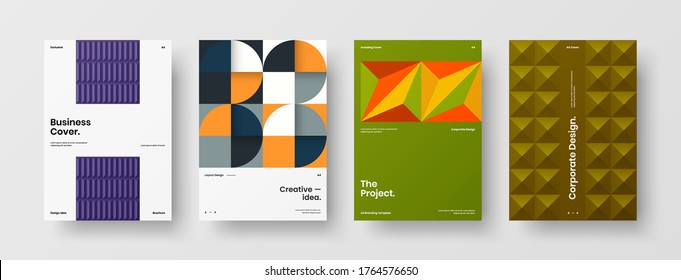 Diseño de vectores de la portada del folleto abstracto. Plantilla de ilustración geométrica de identidad corporativa.
