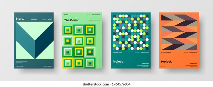 Diseño de vectores de la portada del folleto abstracto. Plantilla de ilustración geométrica de identidad corporativa.
