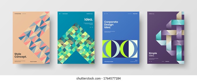 Abstract brochure cover vector design. Corporate identity geometric illustration template.