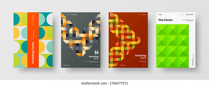 Diseño de vectores de la portada del folleto abstracto. Plantilla de ilustración geométrica de identidad corporativa.