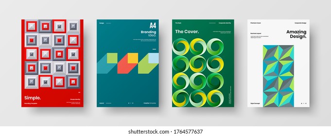 Diseño de vectores de la portada del folleto abstracto. Plantilla de ilustración geométrica de identidad corporativa.