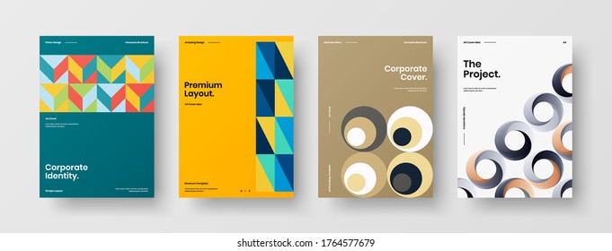 Diseño de vectores de la portada del folleto abstracto. Plantilla de ilustración geométrica de identidad corporativa.